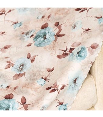 Benimol Polyester Süngersiz Gül Desenli Turkuaz Tekli Koltuk Örtüsü 175x215 cm
