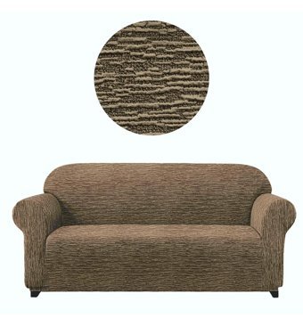Sahibnur Polyester Jakarlı Süngersiz Düz Giydirmeli Kahverengi Üçlü Koltuk Örtüsü 180x230 cm