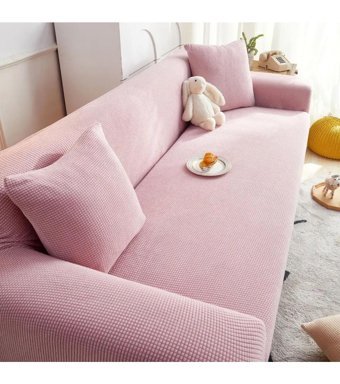Bonjourmadame Polyester Likralı Süngersiz Pitikare Desenli Giydirmeli Lastikli Pembe Tekli Koltuk Örtüsü 180x230 cm
