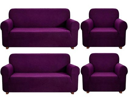 Eldost Ticaret Polyester Likralı Jakarlı Süngersiz Armürlü Giydirmeli Mor Sekizli Koltuk Örtüsü 180x230 cm