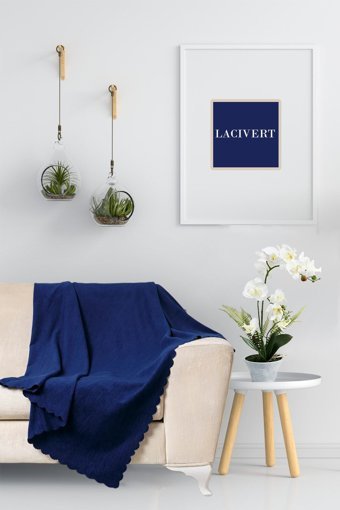 Soft Kare Porto Pamuklu - Polyester Polar Süngersiz Düz Su Geçirmez Lacivert Tekli Koltuk Örtüsü 175x215 cm