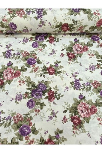 Özbayramlar Tekstil Premier Duck V4 Pamuklu - Polyester Örgü Jakarlı Süngersiz Çiçek Desenli Mor Tekli Koltuk Örtüsü 100x180 cm