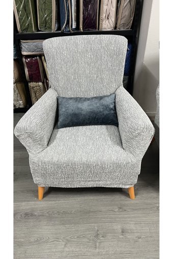 Hanemce Pamuklu - Polyester Süngersiz Kırçıllı Giydirmeli Gri Tekli Koltuk Örtüsü 50x90 cm
