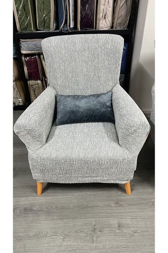 Hanemce Pamuklu - Polyester Süngersiz Kırçıllı Giydirmeli Gri Tekli Koltuk Örtüsü 50x90 cm