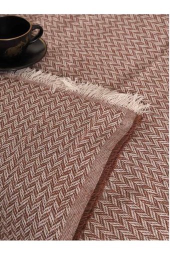 Enti Ev Tekstili Pamuklu Kanvas Saçaklı Süngersiz Armürlü Kahverengi Üçlü Koltuk Örtüsü 170x220 cm