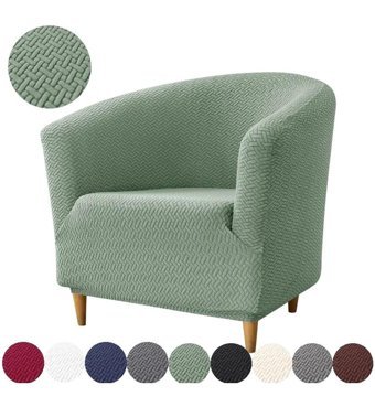 Uzhanem Papatya Pamuklu - Polyester Bürümcük-Likralı Süngerli Geometrik Desenli Giydirmeli Lastikli Yeşil Tekli Koltuk Örtüsü 80x75 cm