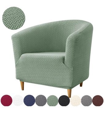 Uzhanem Papatya Pamuklu - Polyester Bürümcük-Likralı Süngerli Geometrik Desenli Giydirmeli Lastikli Yeşil Tekli Koltuk Örtüsü 80x75 cm