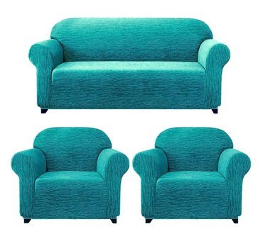 Elgeyar Polyester Likralı Jakarlı Süngersiz Armürlü Giydirmeli Yeşil Beşli Koltuk Örtüsü 180x230 cm