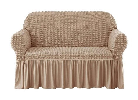 Bright Home Polyester Bürümcük Fırfırlı Süngersiz Petek Desenli Giydirmeli Lastikli Kahverengi Tekli Koltuk Örtüsü 115x175 cm