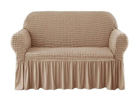 Bright Home Polyester Bürümcük Fırfırlı Süngersiz Petek Desenli Giydirmeli Lastikli Kahverengi Tekli Koltuk Örtüsü 115x175 cm