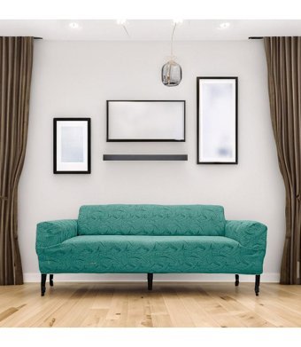 Etles Home Polyester Likralı Jakarlı Süngersiz Armürlü Giydirmeli Yeşil Üçlü Koltuk Örtüsü 180x230 cm