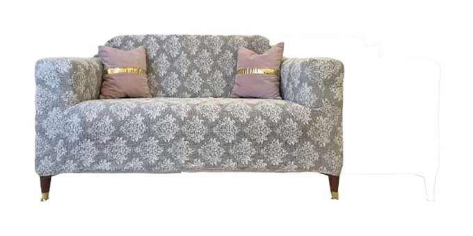 Güzelevim GZL-00000349 Polyester Jakarlı Süngersiz Damask Desenli Giydirmeli Lastikli Kahverengi İkili Koltuk Örtüsü 150x180 cm