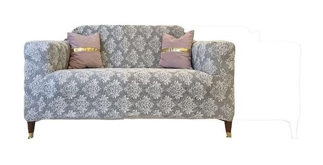 Güzelevim GZL-00000349 Polyester Jakarlı Süngersiz Damask Desenli Giydirmeli Lastikli Kahverengi İkili Koltuk Örtüsü 150x180 cm