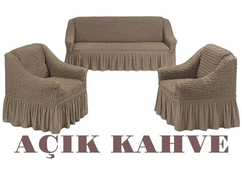 Furkanticaret Polyester Bürümcük Süngersiz Kapitone Giydirmeli Krem Üçlü Koltuk Örtüsü 80x120 cm