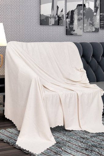 As Homes Pamuklu - Polyester Süngersiz Mermer Desenli Bej Tekli Koltuk Örtüsü 175x215 cm