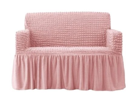 Elgeyar Polyester Bürümcük Jakarlı Süngersiz Armürlü Giydirmeli Pembe İkili Koltuk Örtüsü 140x180 cm