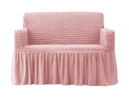 Elgeyar Polyester Bürümcük Jakarlı Süngersiz Armürlü Giydirmeli Pembe İkili Koltuk Örtüsü 140x180 cm