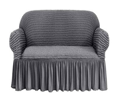 Elgeyar Polyester Bürümcük Jakarlı Süngersiz Armürlü Giydirmeli Gri İkili Koltuk Örtüsü 140x180 cm