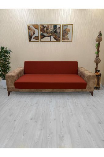 Afd Collection Polyester Süngersiz Düz Giydirmeli Lastikli Kırmızı Tekli Koltuk Örtüsü 60x190 cm