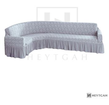 Heytgah Polyester Jakarlı Süngersiz Damask Desenli Giydirmeli Gri L Koltuk Koltuk Örtüsü 300x350 cm