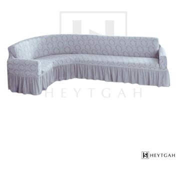 Heytgah Polyester Jakarlı Süngersiz Damask Desenli Giydirmeli Gri L Koltuk Koltuk Örtüsü 300x350 cm