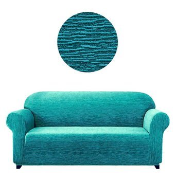 Bright Home Pamuklu - Polyester Likralı Jakarlı Süngersiz Armürlü Giydirmeli Lastikli Yeşil Üçlü Koltuk Örtüsü 180x230 cm