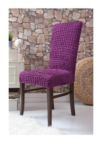 Uygar Home Pamuklu - Polyester Bürümcük-Likralı Süngersiz Petek Desenli Giydirmeli Mor Tekli Koltuk Örtüsü 38x50 cm