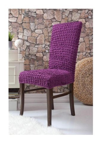 Uygar Home Pamuklu - Polyester Bürümcük-Likralı Süngersiz Petek Desenli Giydirmeli Mor Tekli Koltuk Örtüsü 38x50 cm