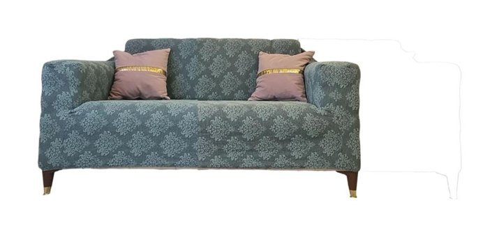 Güzelevim GZL-00000351 Polyester Jakarlı Süngersiz Damask Desenli Giydirmeli Lastikli Gri İkili Koltuk Örtüsü 150x180 cm