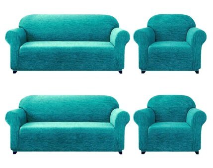Eldost Ticaret Polyester Likralı Jakarlı Süngersiz Armürlü Giydirmeli Yeşil Sekizli Koltuk Örtüsü 180x230 cm