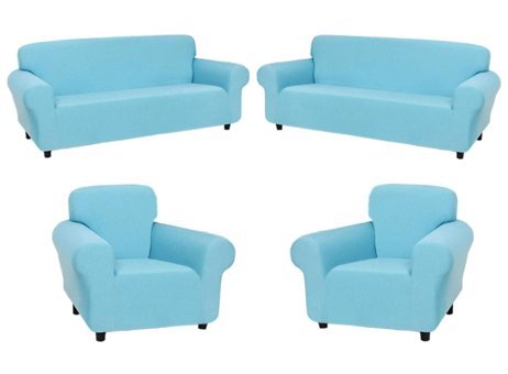 Elgeyar Polyester Likralı Jakarlı Süngersiz Armürlü Giydirmeli Turkuaz Sekizli Koltuk Örtüsü 180x230 cm