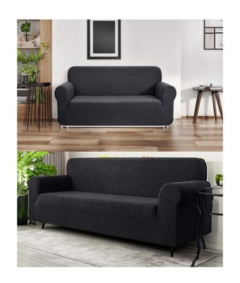 Etles Home Pamuklu - Polyester Likralı Jakarlı Süngersiz Armürlü Giydirmeli Gri Altılı Koltuk Örtüsü 180x230 cm
