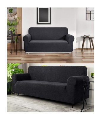 Etles Home Pamuklu - Polyester Likralı Jakarlı Süngersiz Armürlü Giydirmeli Gri Altılı Koltuk Örtüsü 180x230 cm