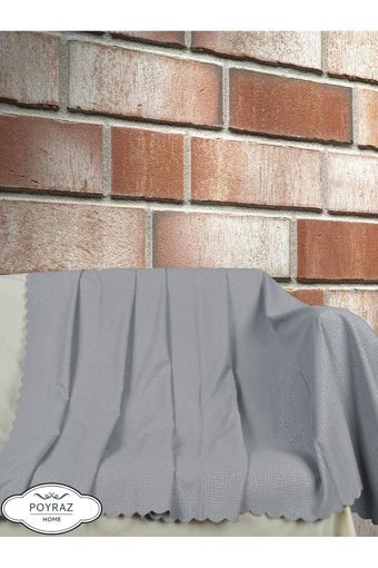 Poyraz Garanti Şönil Nubuk Jakarlı Süngersiz Geometrik Desenli Gri Tekli Koltuk Örtüsü 175x215 cm