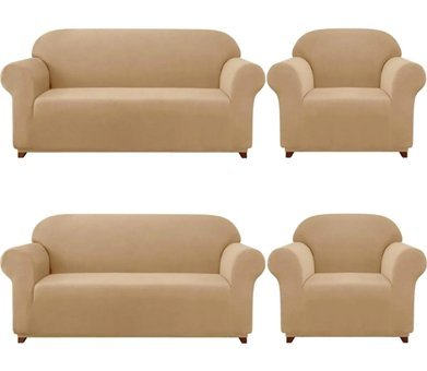 Furkanticaret Pamuklu - Polyester Süngersiz Düz Giydirmeli Somon 3-3-1-1 Koltuk Örtüsü 180x230 cm