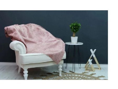 Ateş Tekstil Polyester Süngerli Mermer Desenli Pembe Tekli Koltuk Örtüsü 170x210 cm