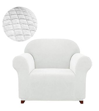 Güzelevim Polyester Likralı Süngersiz Kapitone Giydirmeli Beyaz Tekli Koltuk Örtüsü 60x80 cm