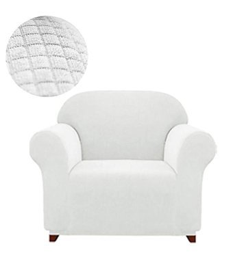 Güzelevim Polyester Likralı Süngersiz Kapitone Giydirmeli Beyaz Tekli Koltuk Örtüsü 60x80 cm