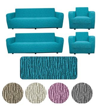 Btf Home Pamuklu - Polyester Likralı Jakarlı Süngersiz Armürlü Giydirmeli Lastikli Yeşil Sekizli Koltuk Örtüsü 180x230 cm