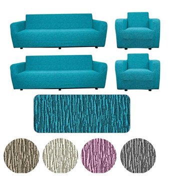 Btf Home Pamuklu - Polyester Likralı Jakarlı Süngersiz Armürlü Giydirmeli Lastikli Yeşil Sekizli Koltuk Örtüsü 180x230 cm
