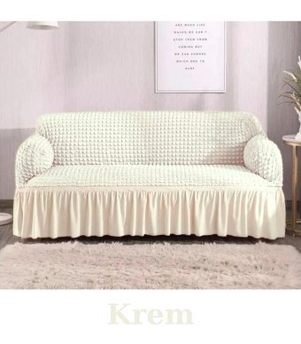 Furkanticaret Polyester Bürümcük Süngersiz Kapitone Giydirmeli Bej Tekli Koltuk Örtüsü 180x230 cm