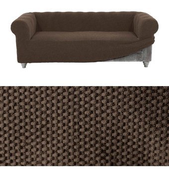 Bibaha Polyester Likralı Süngersiz Petek Desenli Giydirmeli Lastikli Kahverengi Tekli Koltuk Örtüsü 180x230 cm