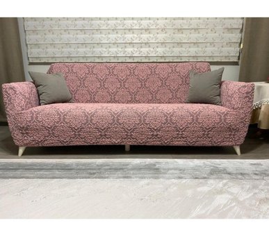 Uyumev Pamuklu - Polyester Bürümcük-Likralı Jakarlı Süngerli Çiçek Desenli Giydirmeli Pembe Tekli Koltuk Örtüsü 180x230 cm