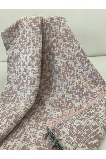 Aksesuar Püsküllü Süngersiz Armürlü Pembe Tekli Koltuk Örtüsü 180x200 cm