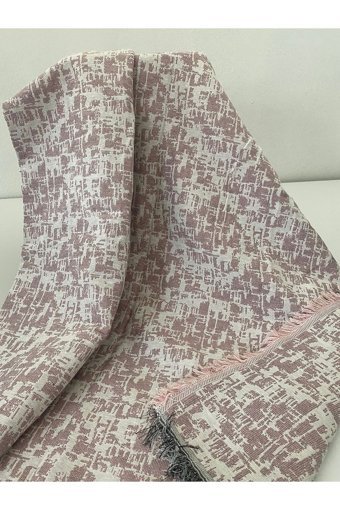 Aksesuar Püsküllü Süngersiz Armürlü Pembe Tekli Koltuk Örtüsü 180x200 cm