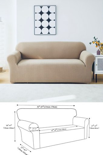 Uzhanem Pamuklu - Polyester Bürümcük-Likralı Süngerli Geometrik Desenli Giydirmeli Kahverengi Tekli Koltuk Örtüsü 150x170 cm