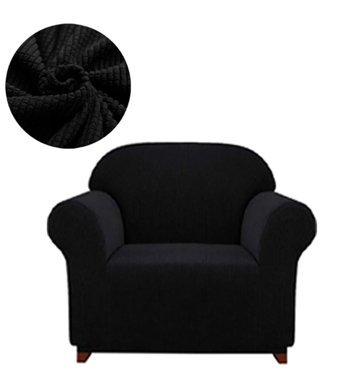Karahanlı Polyester Süngersiz Petek Desenli Giydirmeli Siyah Tekli Koltuk Örtüsü 90x100 cm