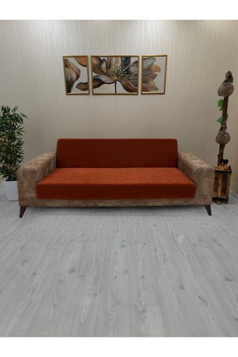 Afd Collection Kadife Süngersiz Düz Giydirmeli Lastikli Kırmızı Tekli Koltuk Örtüsü 60x190 cm