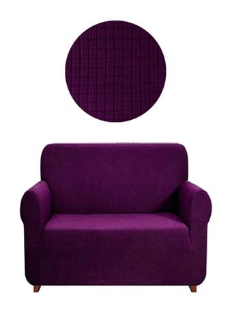 Elgeyar Polyester Likralı Jakarlı Süngersiz Armürlü Giydirmeli Mor İkili Koltuk Örtüsü 140x180 cm