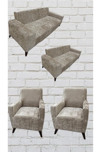 Şahane Ev Kadife Likralı Jakarlı Süngersiz Çizgili Giydirmeli Kahverengi Üçlü Koltuk Örtüsü 155x220 cm